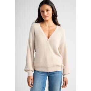 Gentle Fawn Camille Sweater in Cream Size XL Faux Wrap Neutral Boho Cottagecore